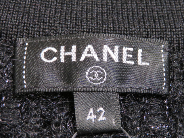 CHANEL シャネル カーディガン レディース 42 ブラック シルバー