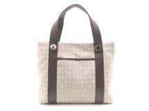 BVLGARI　ブルガリ　ロゴマニアトートバッグ　ベージュ/ダークブラウン　キャンバス/レザー　251579【431】2148103964268