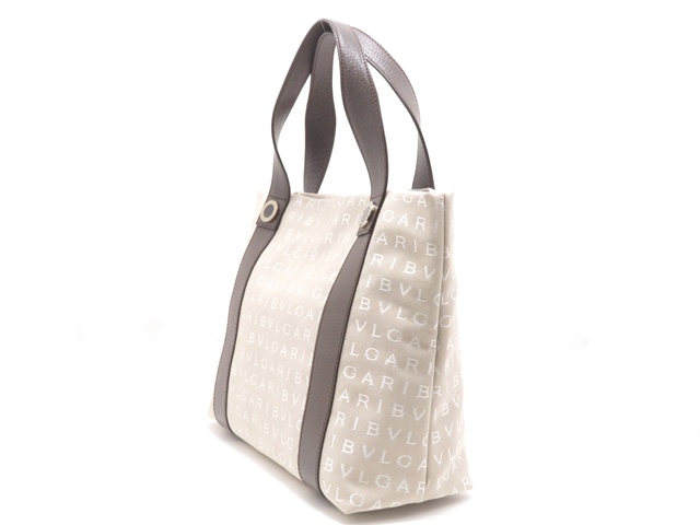 BVLGARI ブルガリ ロゴマニアトートバッグ ベージュ/ダークブラウン