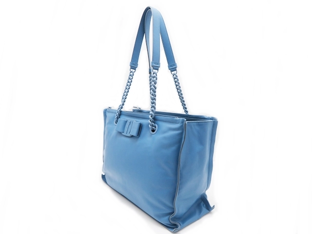 Salvatore Ferragamo フェラガモ　ガンチーニ トートバッグ　ネイビー/ブラック　キャンバス/レザー　EE-21 0883　2148103717154【437】