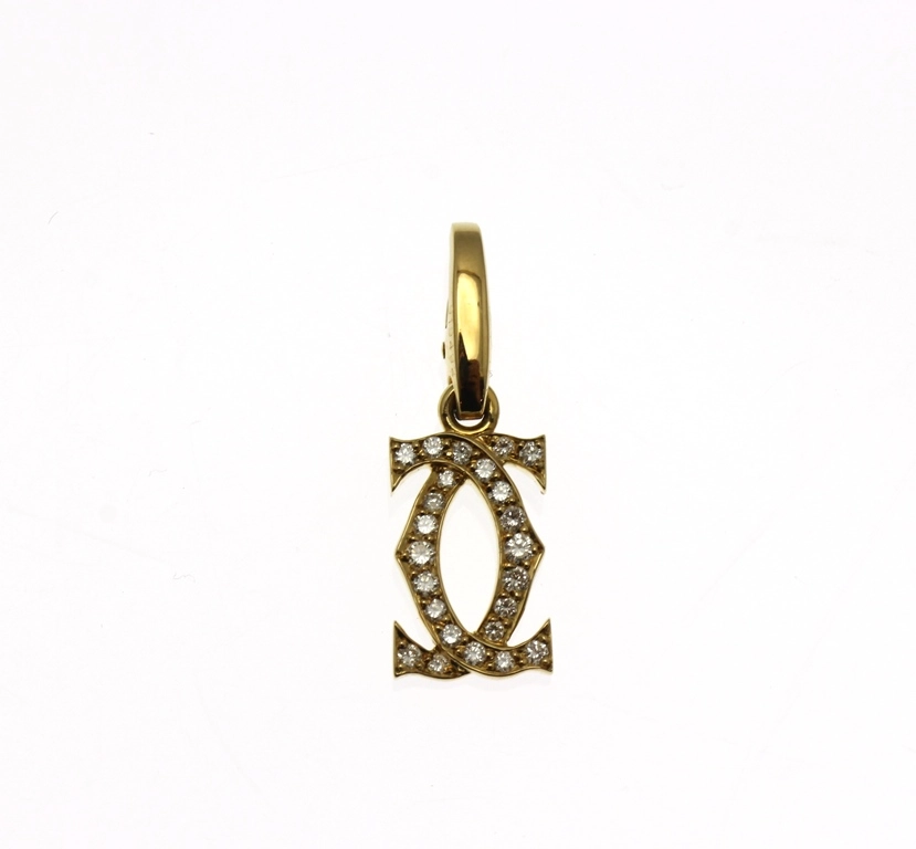 CARTIER カルティエ チャーム 2Cチャーム K18YG/イエローゴールド ダイヤモンド 2.1g CRN301000 【472】AH