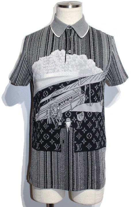 LOUIS VUITTON ポロシャツ コットン ロゴ刺繍 半袖 XS 茶