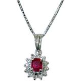 JEWELRY　ジュエリー　ネックレス　PT850　PT900　R　Ⅾ　ルビー　ダイヤモンド0.14ct　約3.1g　2145000247562【208】