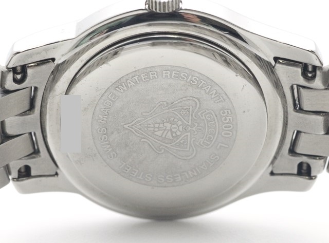 GUCCI時計 5500L シルバー文字盤 新品電池 稼働品 GUCCI - 稼働 GUCCI 5500L 黒文字盤 シルバーベルト レディース