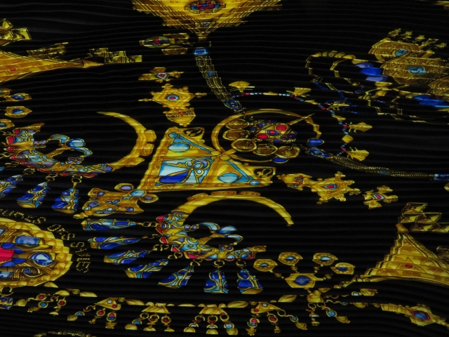 HERMES エルメス 衣類品 スカーフ プリーツスカーフ ブラック シルク