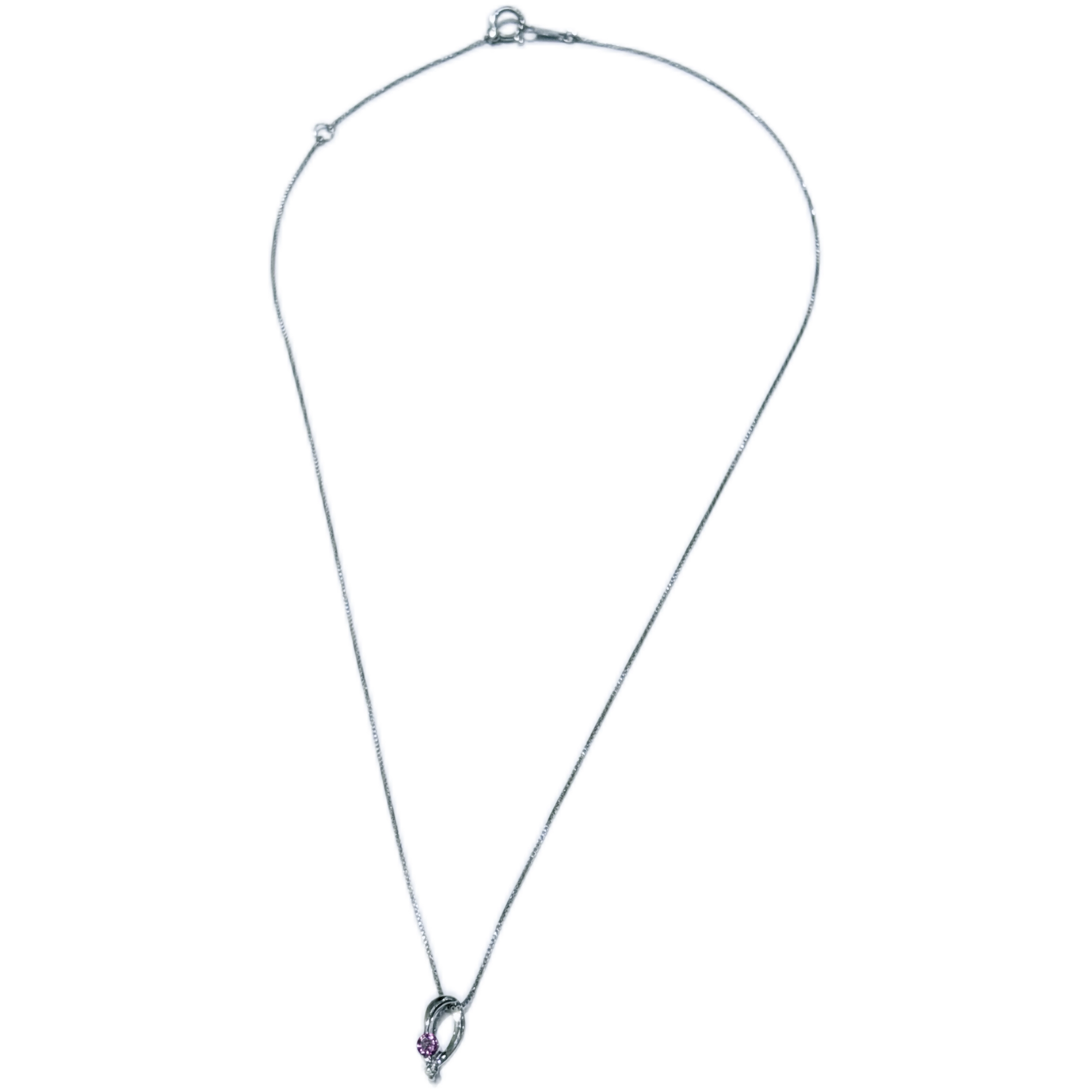 JEWELRY　ジュエリー　ネックレス 　PT８５０　PS　D　ピンクサファイア　ダイヤモンド0.02ｃｔ　約2.4g　2145000247579【２０８】