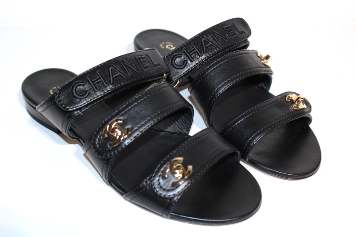 CHANEL シャネル サンダル レディース36 ブラック レザー 2021年