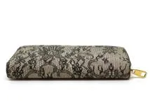 DOLCE&GABBANA ドルチェアンドガッパーナ 財布 ラウンド長財布 ブラック レースプリントレザー (2120000310447) 【200】