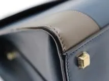 Valextra　ヴァレクストラ　ミディアム　イジィデ　ネイビー／ベージュ　カーフ　2143400227696　【中古】【大黒屋】【200】