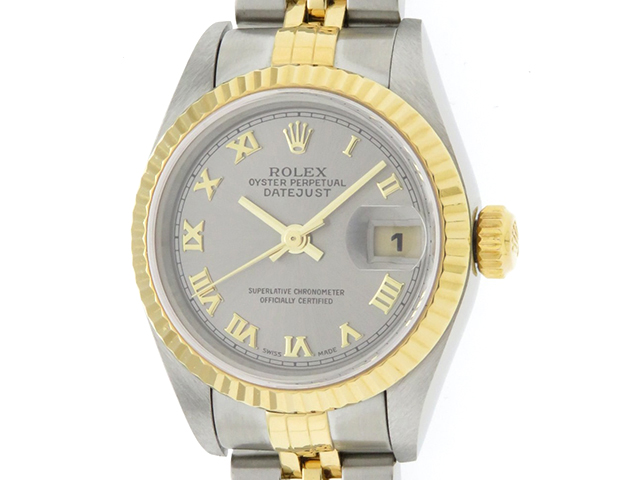 Y番 並行ギャラ ROLEX ロレックス 時計 デイトジャスト 79173 グレーローマン文字盤 ゴールドインデックス レディース 自動巻き YG イエローゴールド SS ステンレス (2148103224973)【200】 image number 0