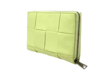 BOTTEGA VENETA ボッテガ・ヴェネタ 財布 カセットジップアラウンドウォレット ライムイエロー レザー 690945 (2143100498358) 【200】