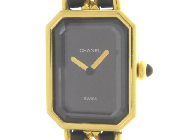 CHANEL　シャネル　プルミエールM　H0001　GP　レザー　ブラック　【431】