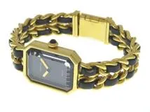CHANEL　シャネル　プルミエールM　H0001　GP　レザー　ブラック　【431】