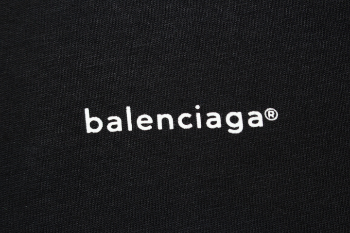 BALENCIAGA　バレンシアガ　クルーネック半袖Tシャツ　556150　メンズS　ブラック　コットン　ロゴプリント　オーバーサイズ　2018年　 2148103426964【200】