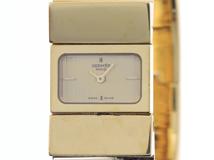 HERMES エルメス レディース腕時計 ロケ L01.201  シャンパン文字盤 ゴールドメッキ/リザード革 クォーツ【472】YY