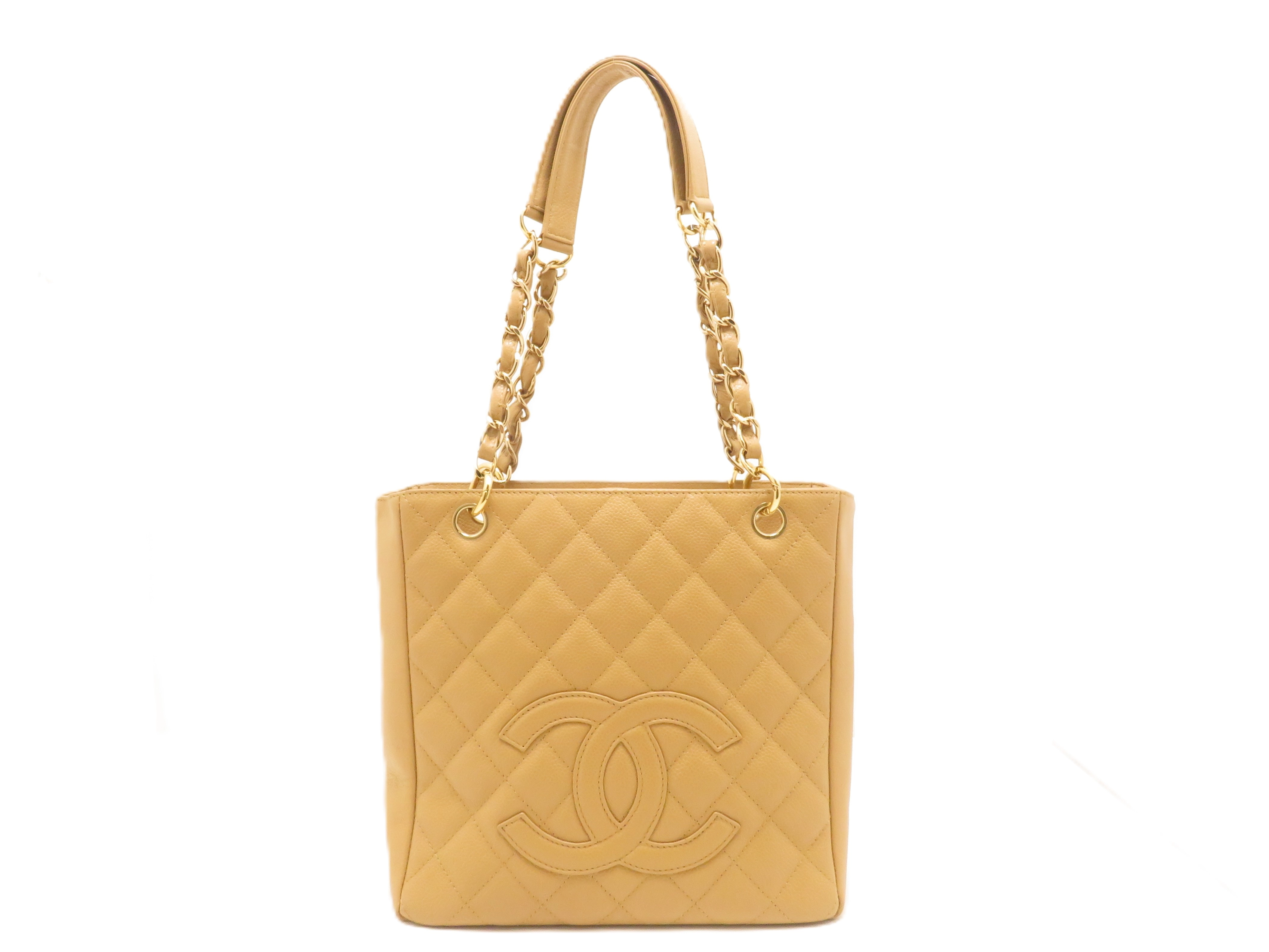 CHANEL シャネル PSTトート ライトベージュ/GP キャビア A20994