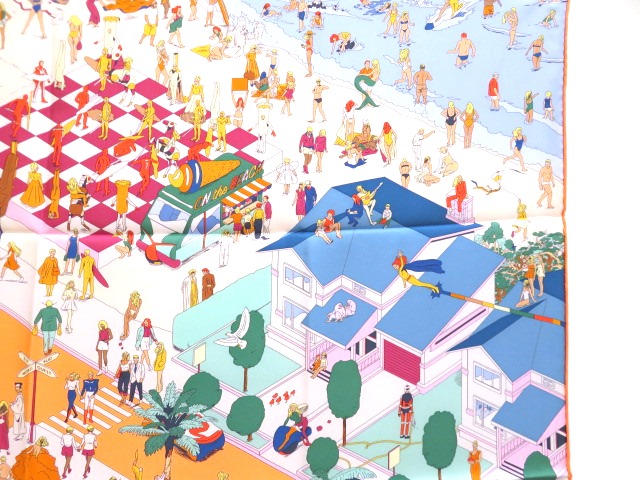 HERMES エルメス 小物 スカーフ カレ90 HERMES ON THE BEACH エルメス
