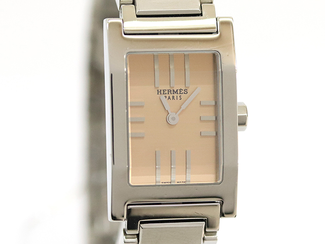 エルメス HERMES タンデム メンズ クォーツ 腕時計 SS ブラック文字盤 TA1.710  新入荷 HE0902