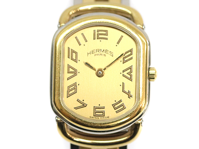 HERMES エルメス ラリー 腕時計 ゴールド文字盤 クオーツ RA1.240 ...