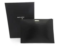 SAINT LAURENT サンローラン クラッチバッグ ブラック カーフ【473】