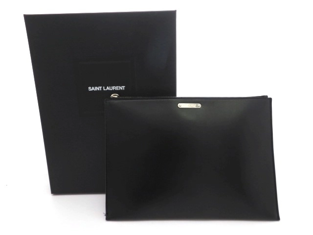 SAINT LAURENT サンローラン クラッチバッグ ブラック カーフ【473】