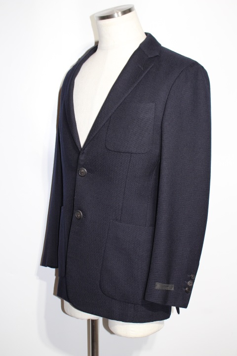 【 ルイ 】プラダ　テーラードジャケット　サイズ46R PRADA プラダ ジャケット メンズ46R ネイビー ウール キュプラ