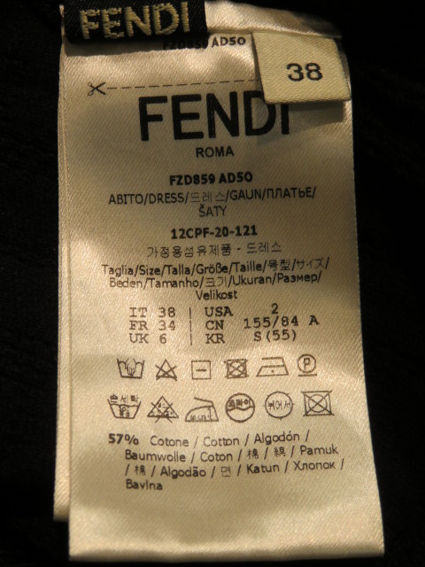 FENDI フェンディ ワンピース レディース 38 ブラック FF コットン