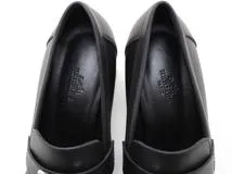 HERMES エルメス 靴 ヒール付きローファー レディース37ハーフ(約24～24,5cm) ブラック/SV レザー (2148103801167) 【200】