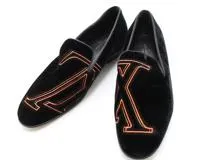 LOUIS VUITTON ルイヴィトン 靴 オートゥイユライン ローファー メンズ6ハーフ(約25.5cm) ブラック ベロア (2148103802997) 【200】