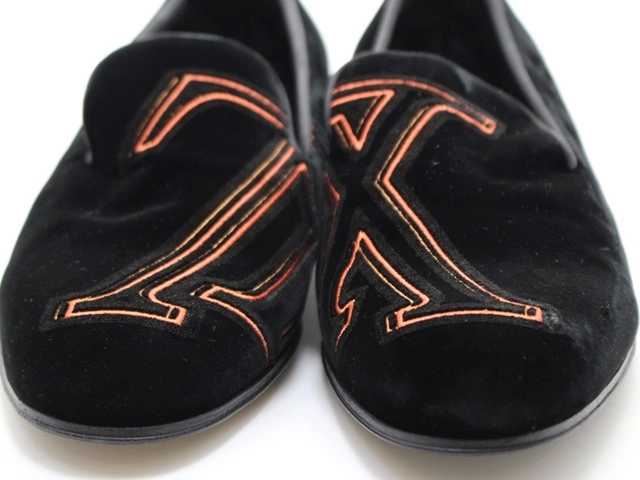 LOUIS VUITTON ルイヴィトン 靴 オートゥイユライン ローファー メンズ6ハーフ(約25.5cm) ブラック ベロア (2148103802997) 【432】