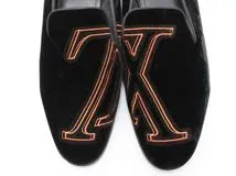 LOUIS VUITTON ルイヴィトン 靴 オートゥイユライン ローファー メンズ6ハーフ(約25.5cm) ブラック ベロア (2148103802997) 【432】