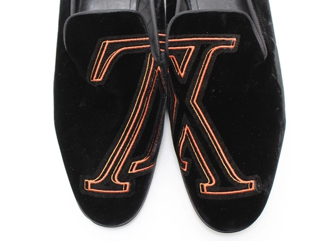 LOUIS VUITTON ルイヴィトン 靴 オートゥイユライン ローファー メンズ6ハーフ(約25.5cm) ブラック ベロア (2148103802997) 【432】