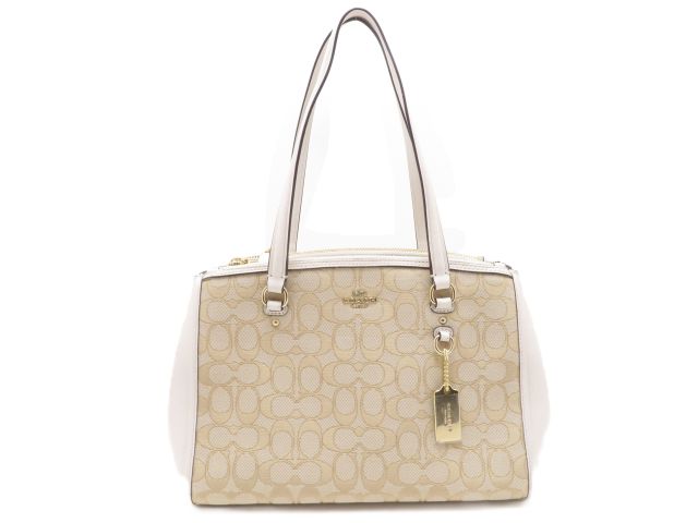 COACH コーチ シグネチャー 2wayバッグ ベージュ／アイボリー