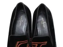 LOUIS VUITTON ルイヴィトン 靴 オートゥイユライン ローファー メンズ6ハーフ(約25.5cm) ブラック ベロア (2148103802997) 【432】