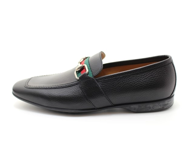 GUCCI グッチ 靴 ホースビットローファー メンズ39ハーフ(約24.5cm) ブラック レザー 190004 (2148103802973)【432】