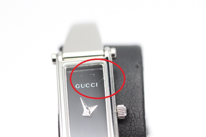GUCCI　グッチ　1500L　クオーツ　ブラック文字盤　レディース　時計　電池式　ステンレス【472】HU
