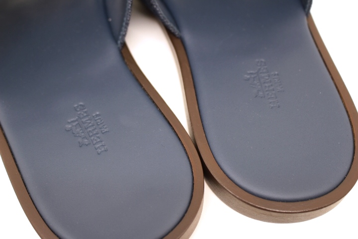 希少 Hermes エルメス イズミール サンダル ブルー レザー 28cm相当 ☆名作・極上品☆ エルメス HERMES イズミール 極上レザー