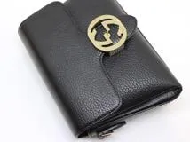 GUCCI　グッチ　ショルダーバッグ　インターロッキングＧ　チェーンショルダー　ブラック　カーフ　607720　2148103798801　【中古】【200】【大黒屋】