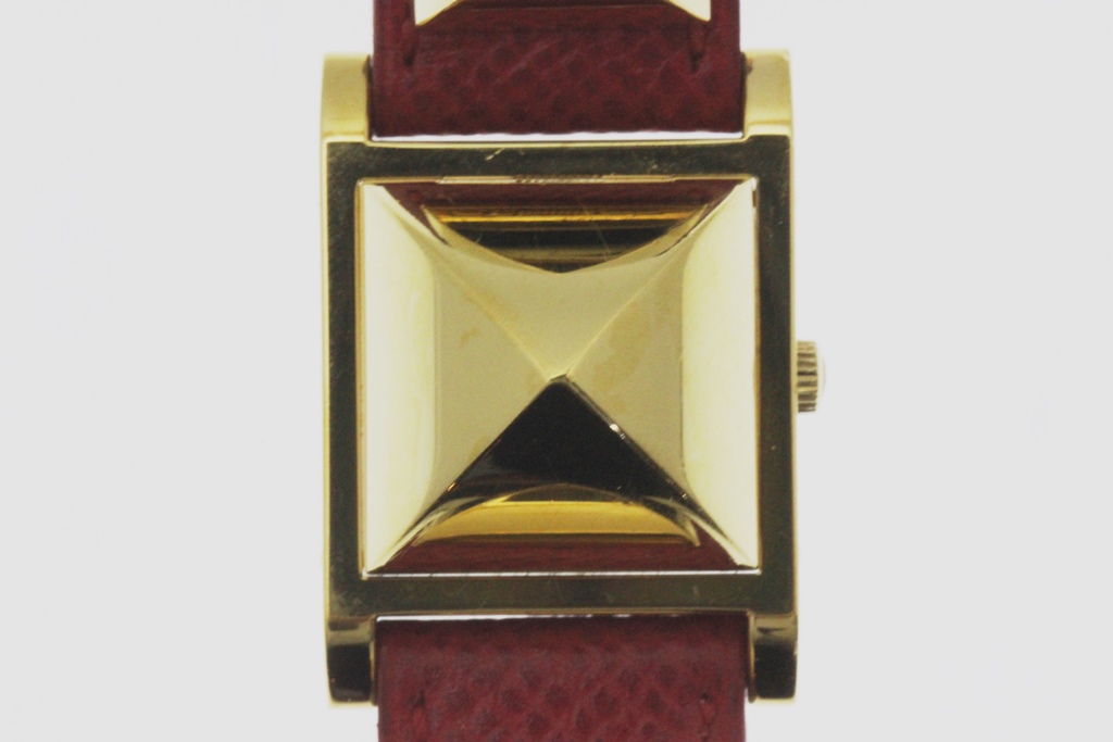 HERMES エルメス 腕時計 メドール ME1.201 GP/カワ ホワイト文字盤  