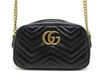 GUCCI　グッチ　ＧＧマーモントキルティング　スモールショルダーバッグ　ブラック　カーフ　447632　2120000312564　【中古】【大黒屋】【200】