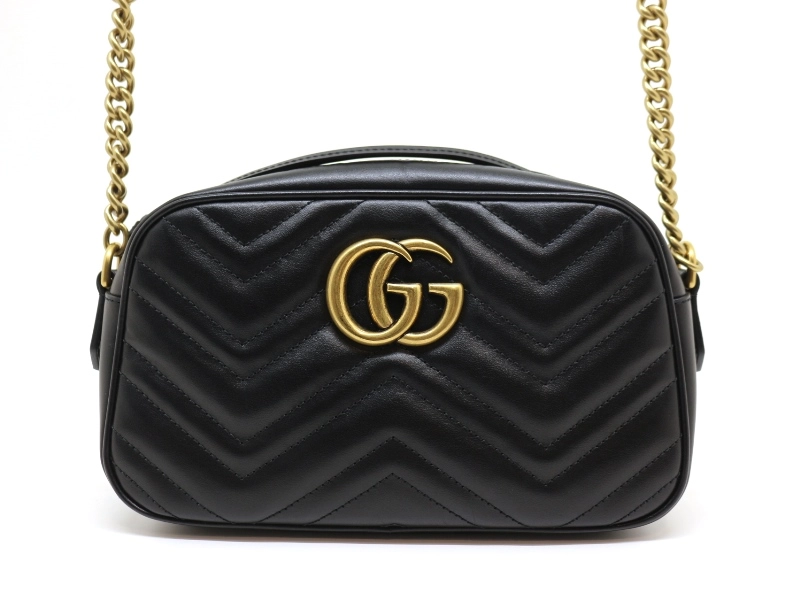 GUCCI　グッチ　ＧＧマーモントキルティング　スモールショルダーバッグ　ブラック　カーフ　447632　2120000312564　【中古】【大黒屋】【200】