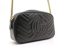 GUCCI　グッチ　ＧＧマーモントキルティング　スモールショルダーバッグ　ブラック　カーフ　447632　2120000312564　【中古】【大黒屋】【200】