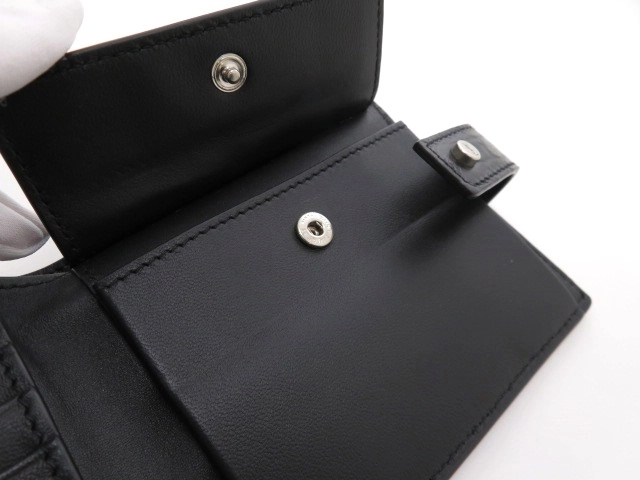 SAINT LAURENT サンローラン 二つ折財布 ブラック クロコ型押しレザー【473】