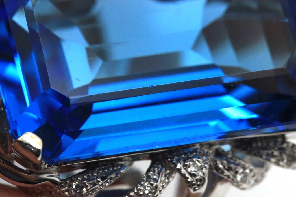 JEWELRY ノンブランドジュエリー リング 11号 K18ホワイトゴールド ブルートパーズ46.48/ダイヤモンド0.19カラット 重さ約21.2g【472】SJ