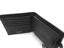 SAINT LAURENT サンローラン 二つ折財布 ブラック クロコ型押しレザー【473】