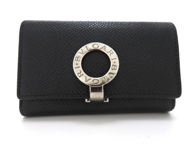 BVLGARI ブラック レザー キーケース BVLGARI ブラックレザーキーケース BVLGARI ブラック レザー