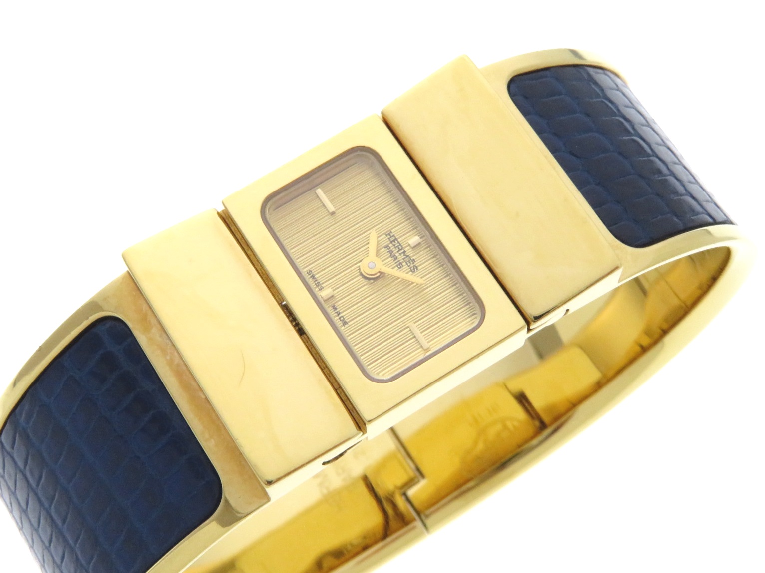 HERMES エルメス ロケ 時計 L01.201 ゴールドメッキ ブルーリザード 【431】の購入なら「質」の大黒屋（公式）