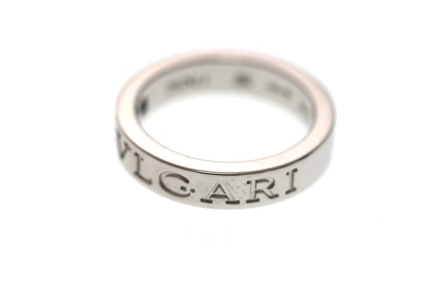 BVLGARI ブルガリ 指輪 ブルガリブルガリリング　8.5号　6.5ｇ　K18WG　ホワイトゴールド　ワンポイントダイヤモンド【473】