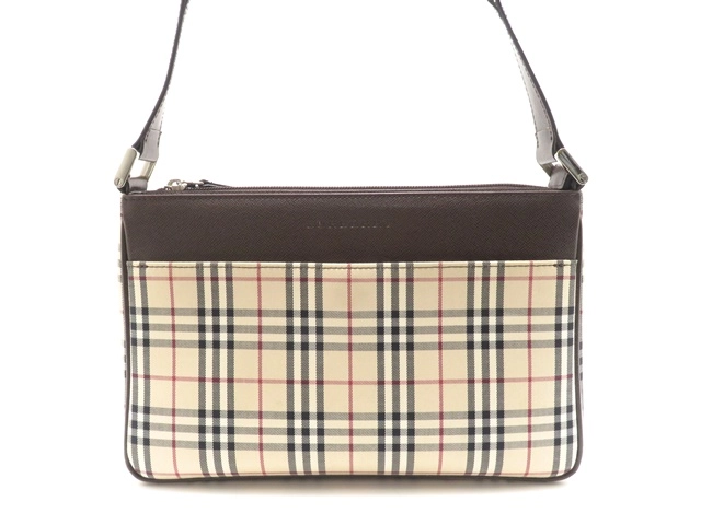 BURBERRY バーバリー ノバチェック ショルダーバッグ キャンバス/レザー ベージュ/ブラウン【472】HA の購入なら「質」の大黒屋（公式）