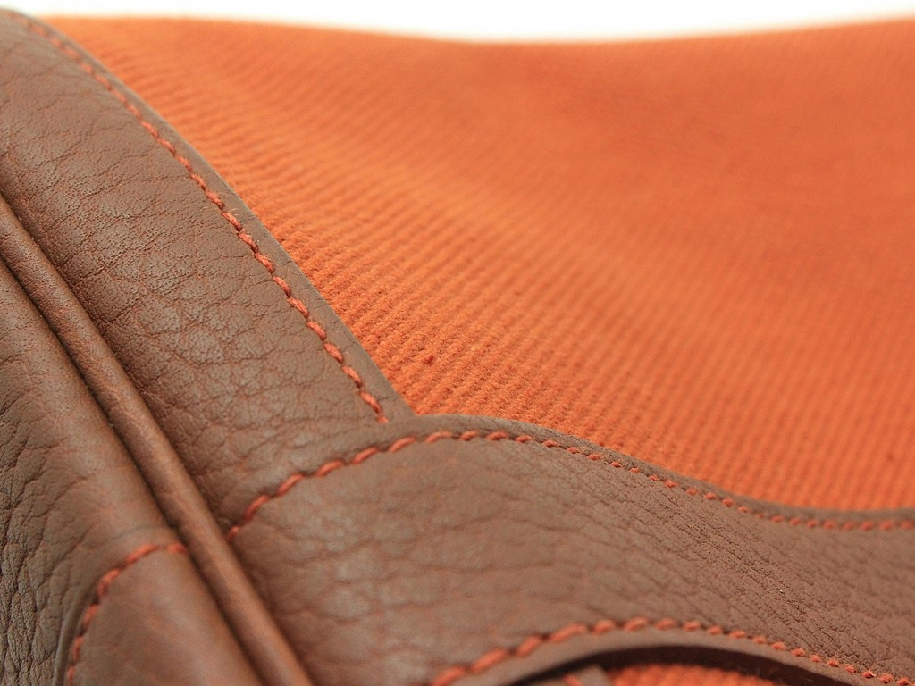 HERMES エルメス トートバッグ ガーデンTPM オレンジ/ゴールド キャンバス/ネゴンダ □P刻印(2012年頃)【472】YY